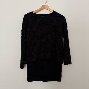 Korean Black Sparkle Mini Dress